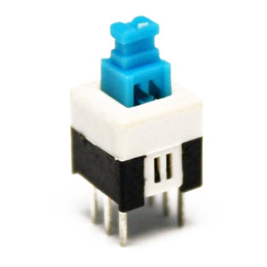 Push Button ON/OFF Anahtarlı Switch 7X7 mm 6 Bacaklı Kilitlemeli Blue IP54